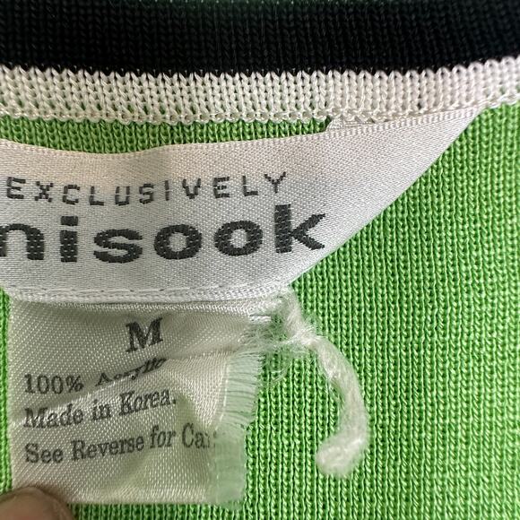 Exclusively Misook Cardigan Medium Green Black Long Sleeve Open Front Jacket - Picture 3 of 5